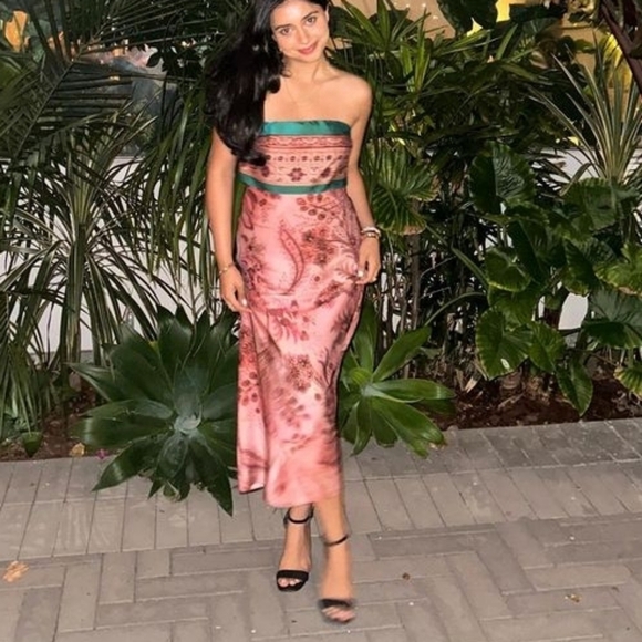 Zara Printed Strapless Midi Dress - Picture 15 of 16